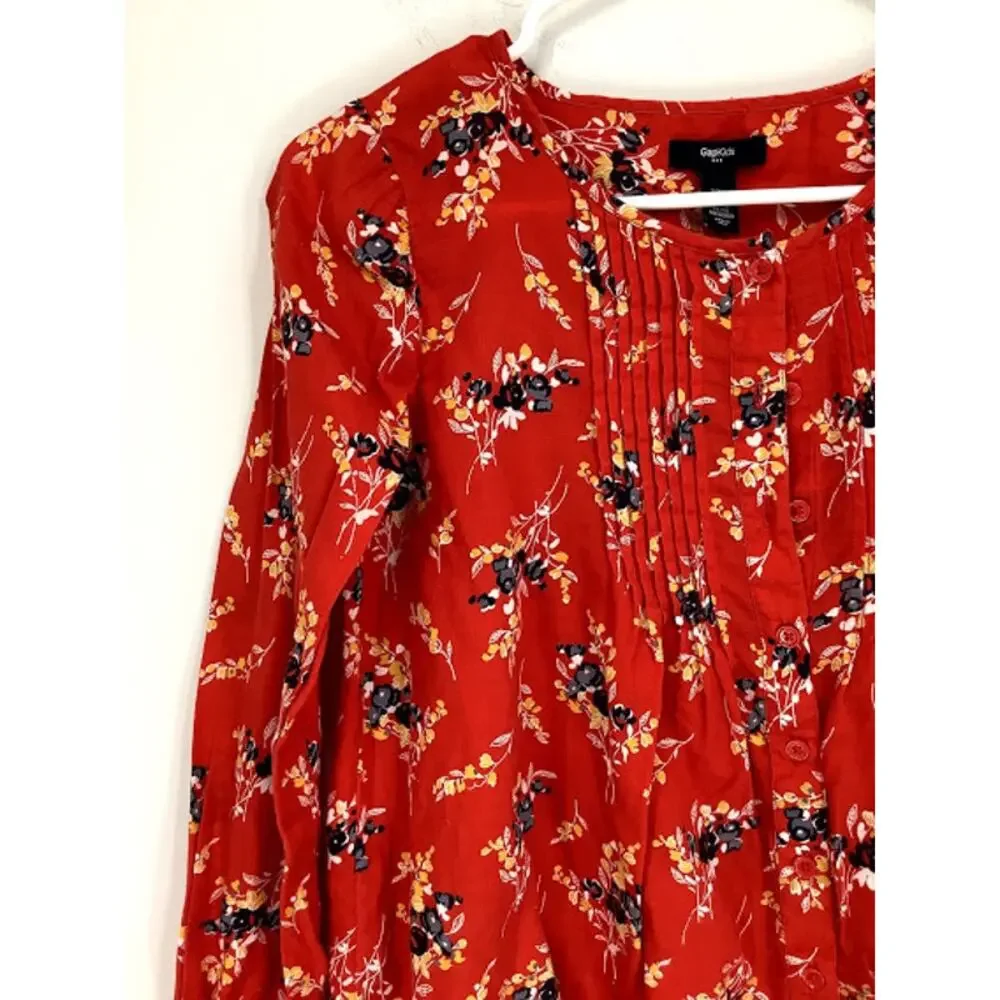 Gap Kid’s Girl’s Pleated Floral Long Sleeve Blouse Youth Size XXL